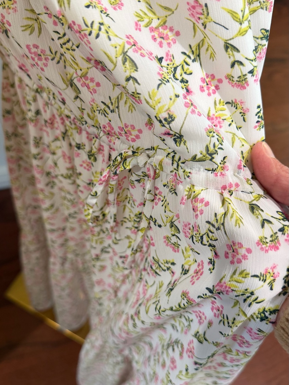 J. Crew White Floral Maxi Skirt with Pink & Green Accents - Picture 3 of 4